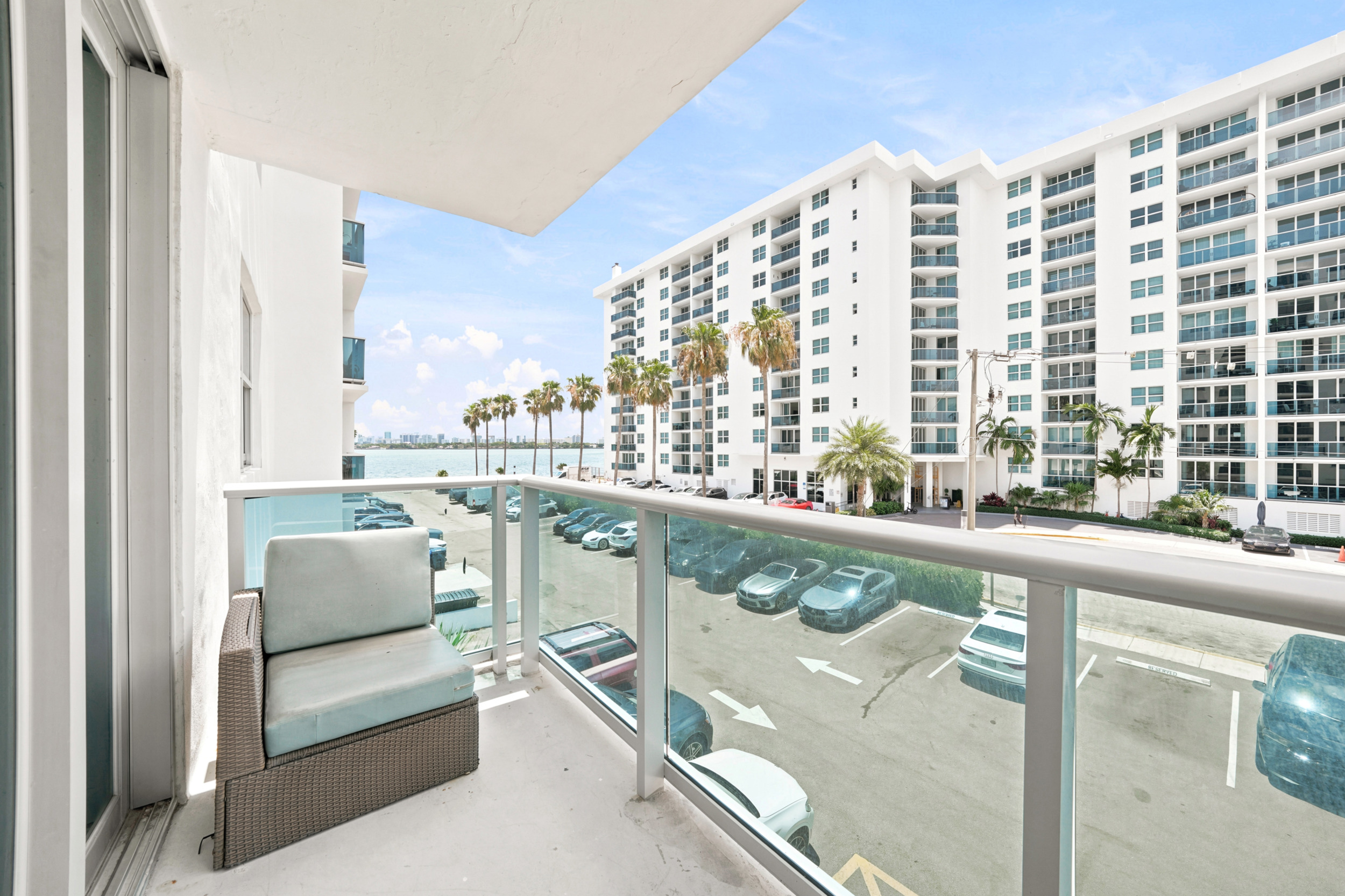Treasures on the Bay II — pool deck overlooking the bay — 7501 E Treasure Dr #2S North Bay Village FL
