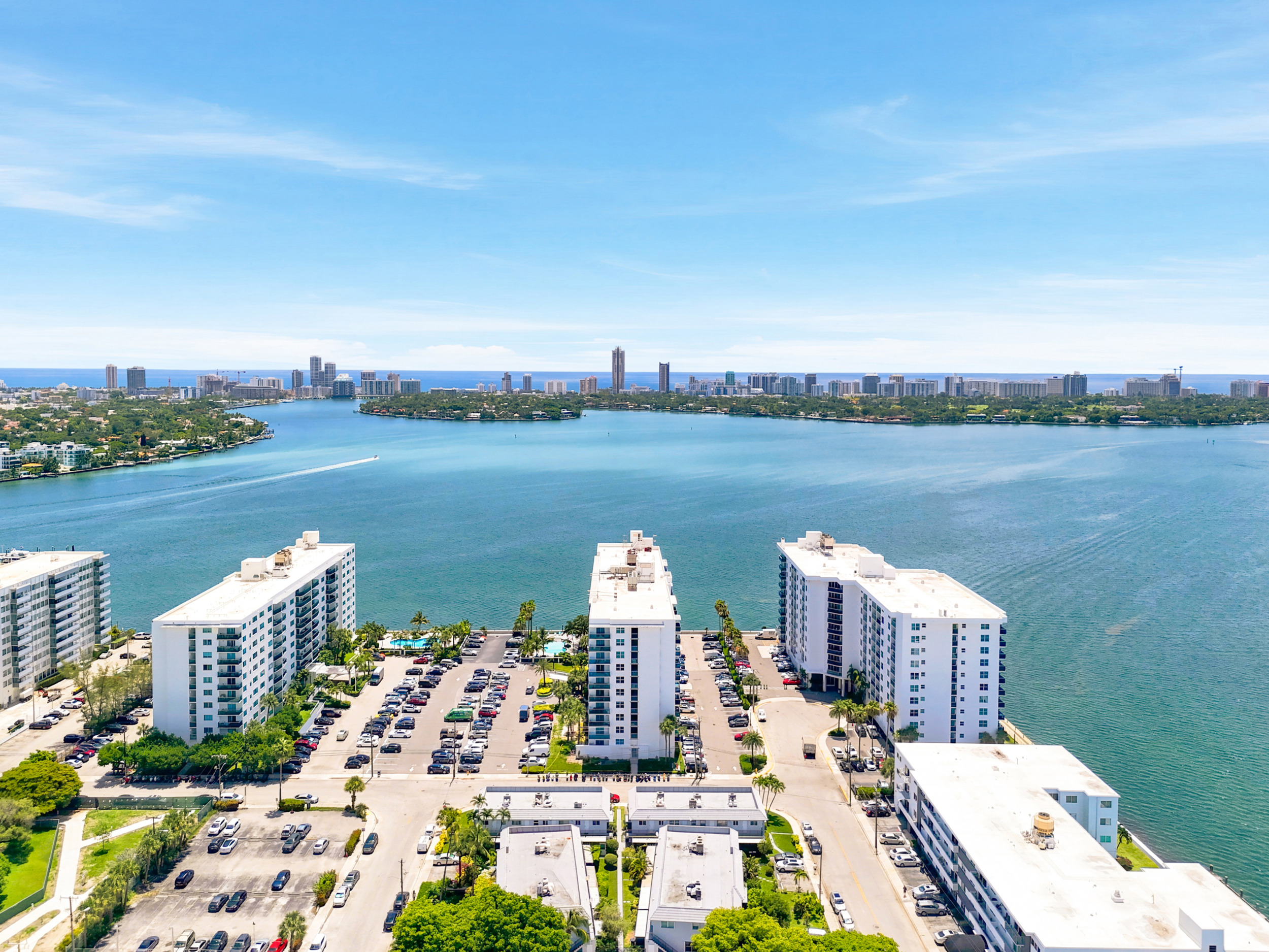 Treasures on the Bay II — city and bay views from balcony — 7501 E Treasure Dr #2S North Bay Village FL
